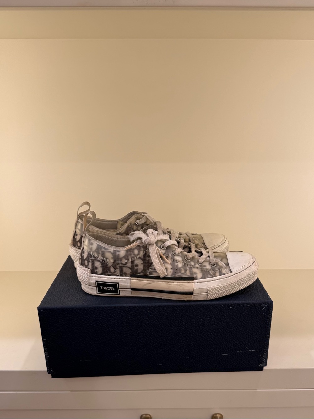 Men Dior Off-White Oblique Low-Top Sneakers Size 9